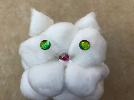 Cotton Ball Kitty - glue on gems for eyes and nose