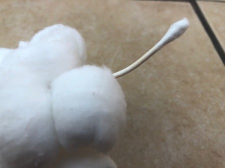 Cotton Ball Kitty - glue a Q-tip in place for the tail