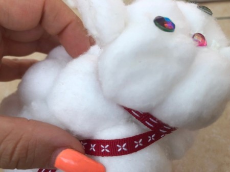 Cotton Ball Kitty - tie ribbon around its neck as a collar