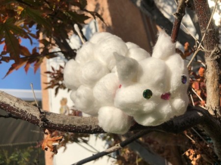 Cotton Ball Kitty - kitty on branch