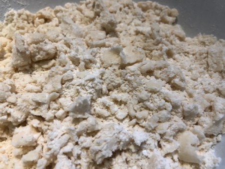 blending butter with flour
