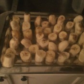 Frozen Banana pieces on tray