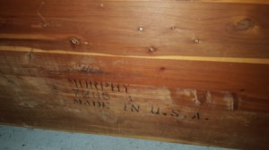 Value of a Murphy Cedar Chest - stamp on back of chest