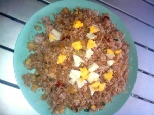 Cheesy Fried Rice on plate