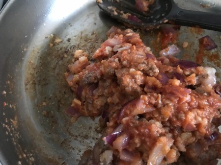 added pasta sauce to mixture