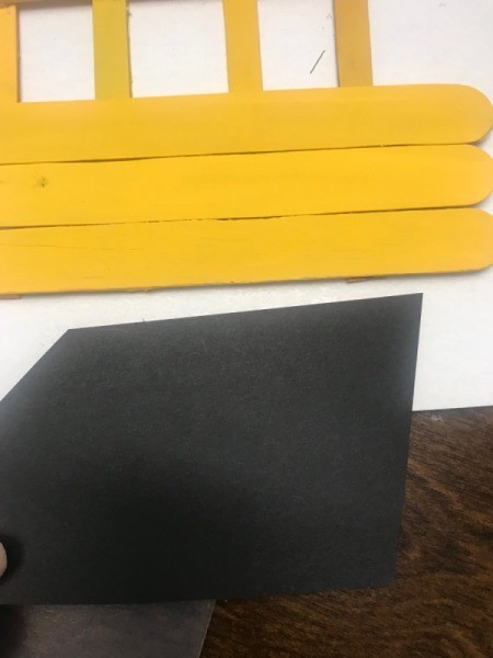 Hanging School Bus Picture Frame - black paper for tires