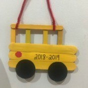 Hanging School Bus Picture Frame - finished bus photo frame