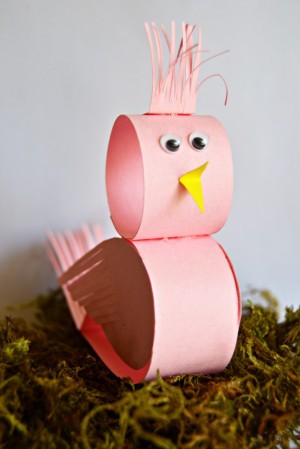 Cute Little Paper Bird Craft - finished pink paper bird decoration