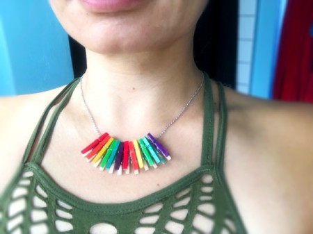 Mini Clothespin Rainbow Necklace - finished necklace