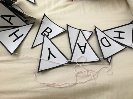 Happy Birthday Printable Banner - triangles sewn together