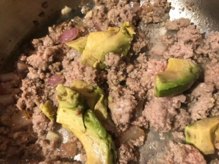 avocado added to pan