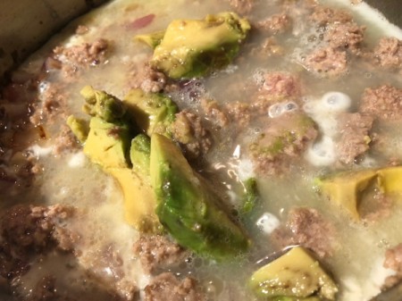 egg whites added to pan