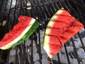 Watermelon flipped on grill