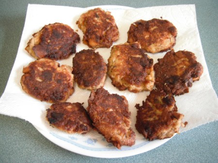 Salmon Cake on paper towel