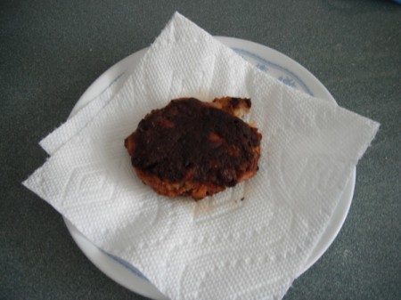 Salmon Cake on paper towel