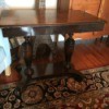 Identifying a Mersman Table - dark stain table with two turned supports and a base with four legs