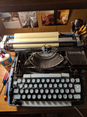 Keys Sticking on Coronet Super 12 Typewriter - electric typewriter  with the top case cover removed