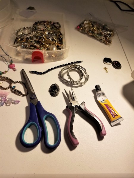 BeJeweled' Mirror - supplies including tools