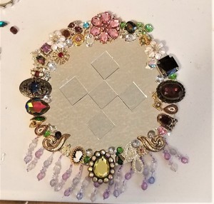 BeJeweled' Mirror - finished mirror with mirror tiles in center