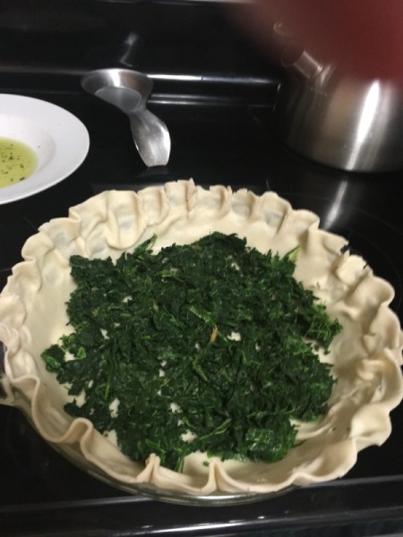 Spinach in pie shell