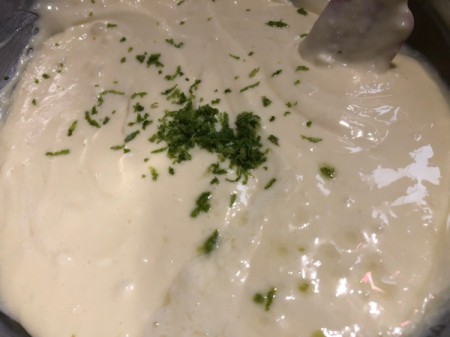 adding lime juice and zest to batter