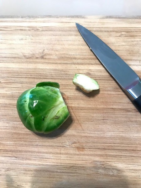 cutting Brussels Sprout