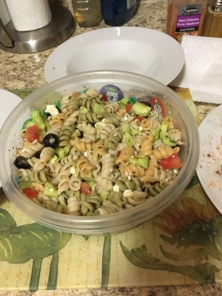 pasta and other ingredients in bowl