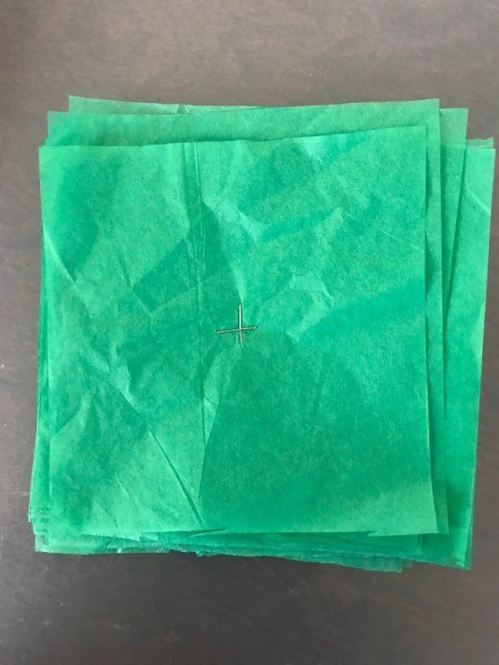 Tissue Paper Flower Bow - staple again making a cross