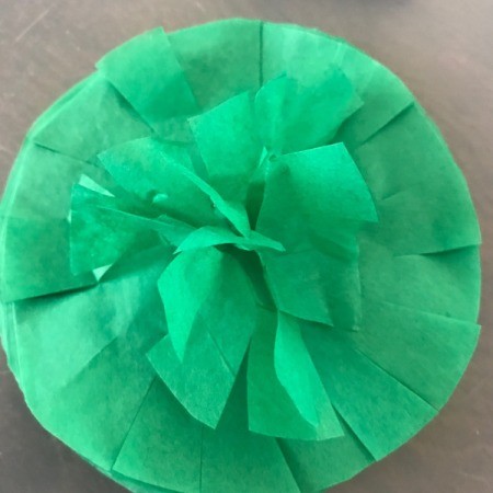 Tissue Paper Flower Bow - start at the center and crunch up the pieces in each layer