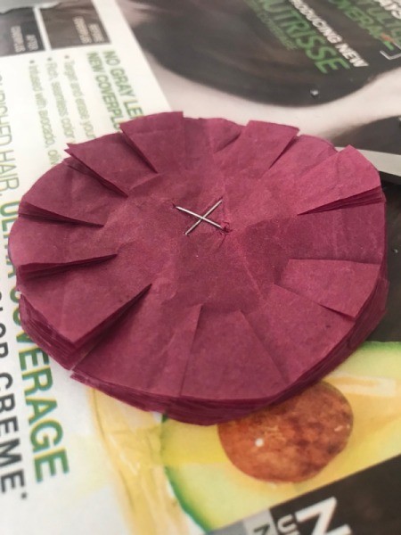 Tissue Paper Flower Bow - slits cut