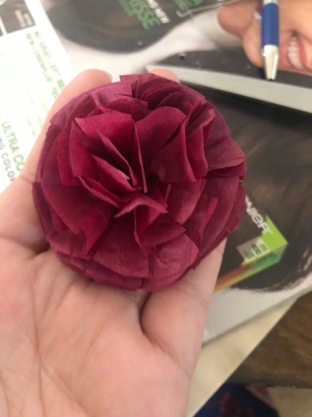 Tissue Paper Flower Bow - dark red flower