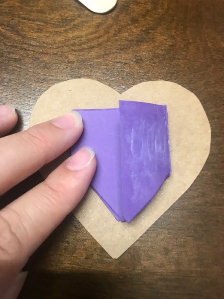 Upcycled Coupon to Birthday Card - accordion paper being glue to card front backing prior to gluing it to the card front