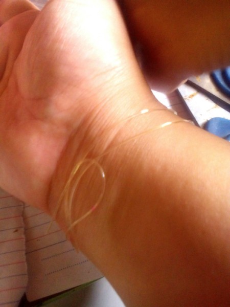 Pasta Bracelet - measuring wrist with nylon string