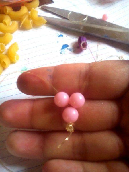 Pasta Bracelet - thread one bead on each of the two lengths of string