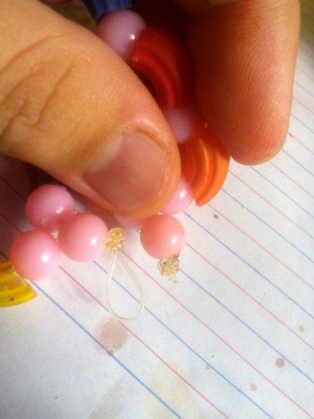 Pasta Bracelet - attach the ends by inserting the final bead into the original loop