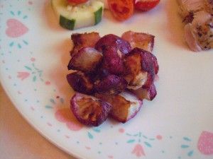 Roasted Radish portion on plate