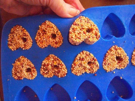 Bird Seed Heart Wedding Favors - remove the frozen hearts from the tray and then remove the straw