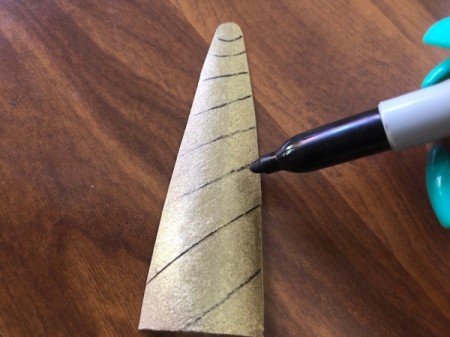 Tin Can Unicorn Planter - draw diagonal lines on the horn using the marker