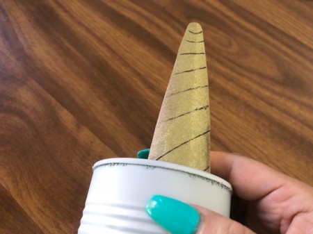Tin Can Unicorn Planter - hot glue the horn in place