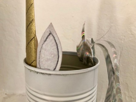Tin Can Unicorn Planter - glue the tail in place