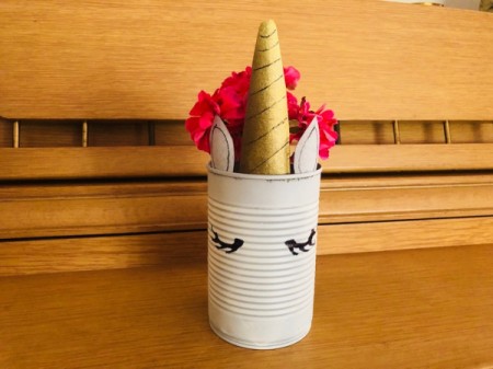 Tin Can Unicorn Planter - add flowers and you are done