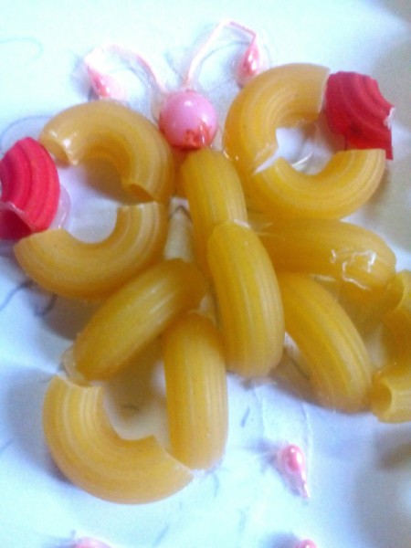 Macaroni Greeting Card - form butterfly using beads for the head and antennae