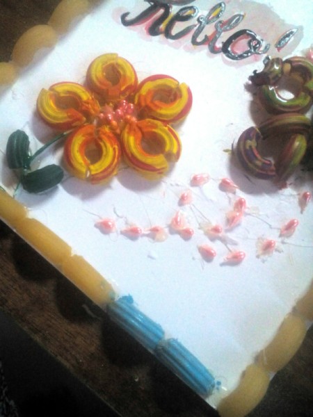 Macaroni Greeting Card - add paint to the pasta and paint the white area of the card