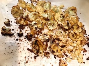 Roasted Cauliflower out of the oven