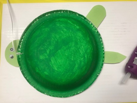 Paper Bowl Pet Turtle Decoration - one leg and tail in place