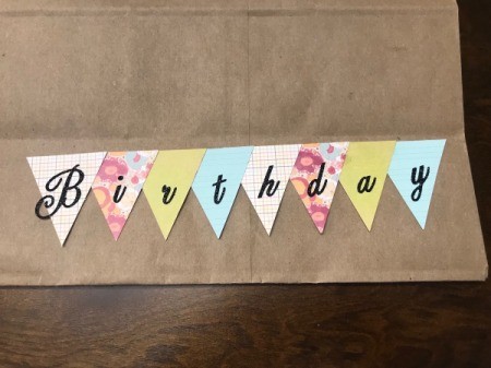 Happy Birthday Gift Bag - triangles with "Birthday" placed