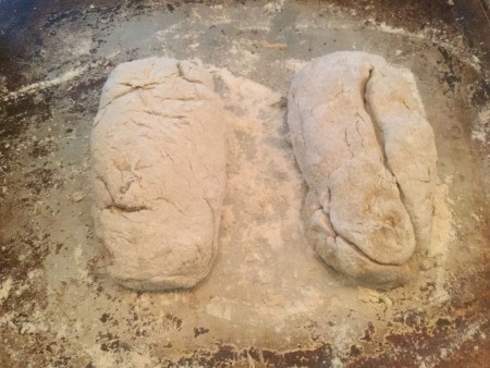 forming 2 loaves of Walnut Potato Bread