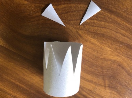 Cardboard Tube Crowns - cut triangles out of the tube tops, keep some of the triangles
