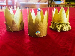 Cardboard Tube Crowns - three crowns