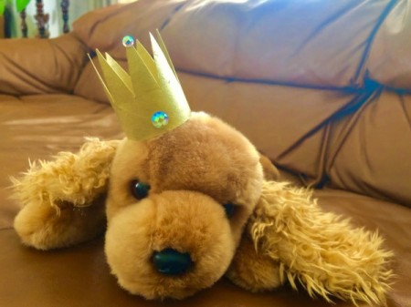 Cardboard Tube Crowns - crown on stuffed puppy
